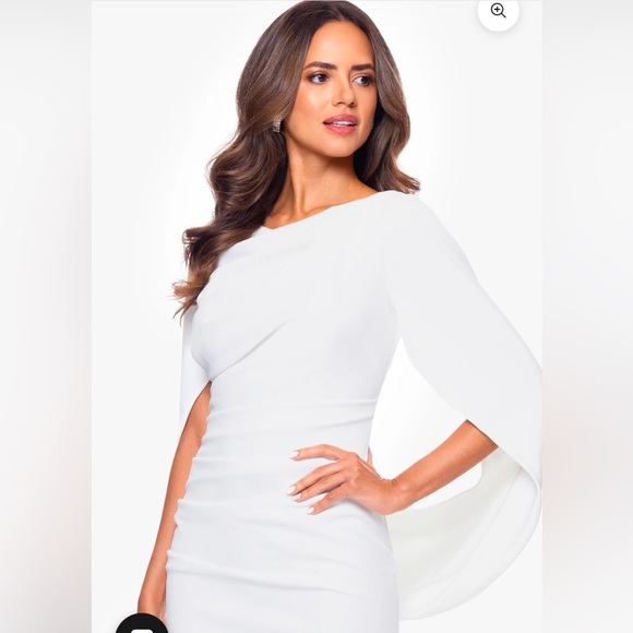 NWT Betsy & Adam “Jordan” Short Scuba Crepe Draped Back Dress - Picture 3 of 7